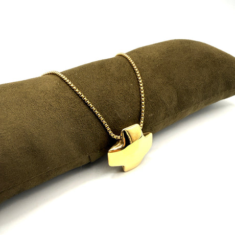 Collana Croce bombata acciaio inossidabile gold