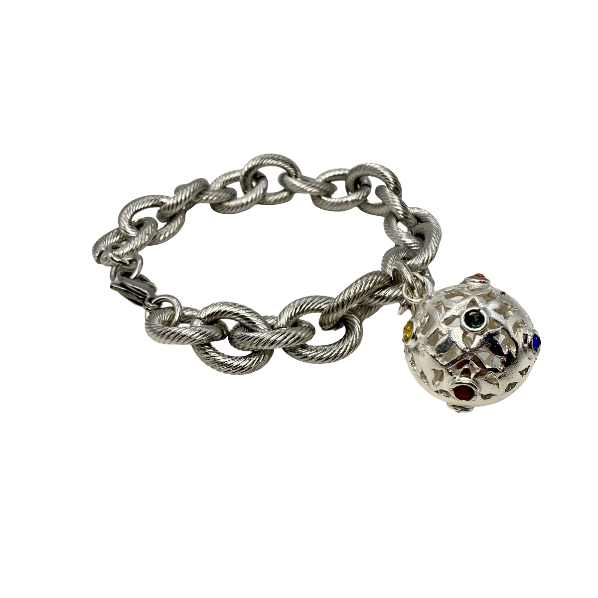 Bracciale maglia rolò rigata e Mina anni 60' in Argento925