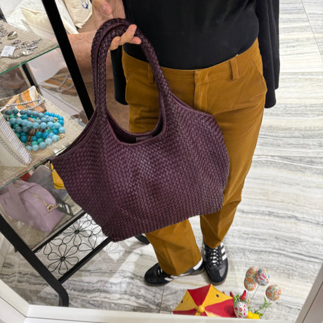 Borsa Shopper Harry intrecciata Borgogna