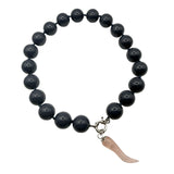 Collana Resina Grigio Fumo e Corno Quarzo Rosa