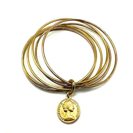 Bracciale rigido 6 fili con moneta