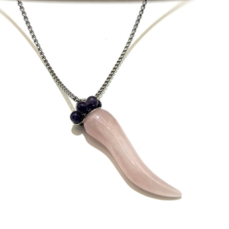 Collana Lucky Corno Quarzo Rosa