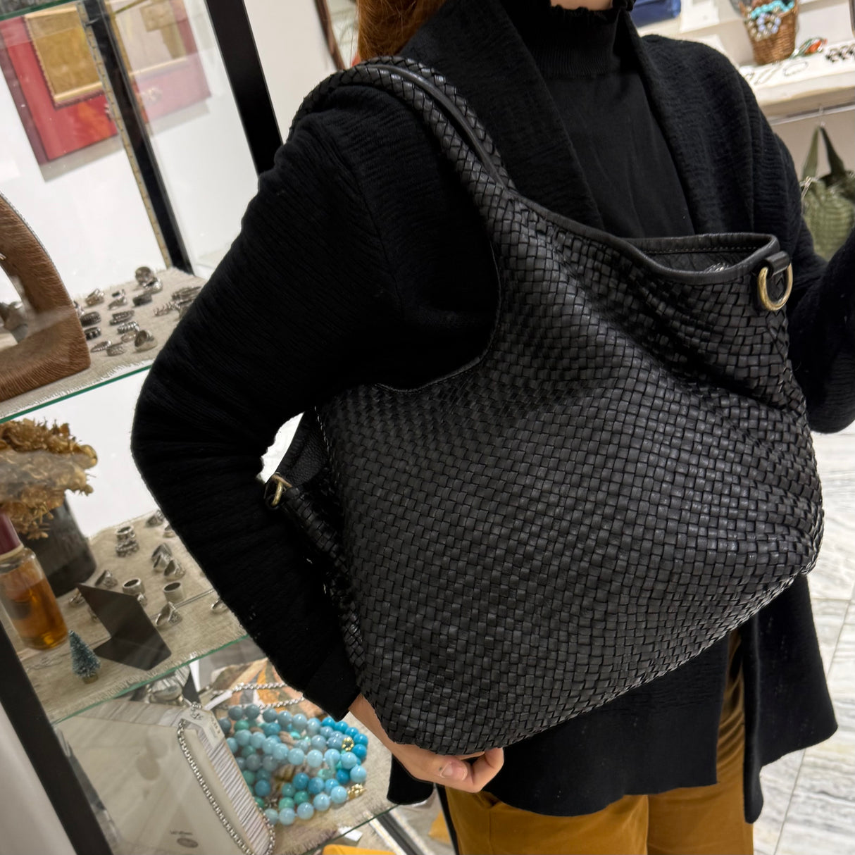 Borsa Shopper Harry intrecciata Black