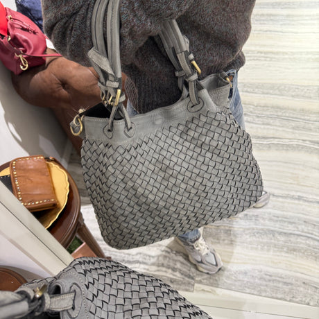Borsa Intreccio Small Grigio Chiaro