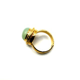 Anello rotondo Etrusco Cabochon Ottone e Giada verde
