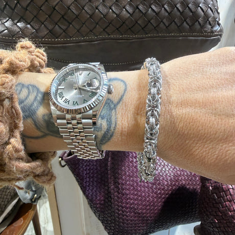 Bracciale Bizantina con anelli godronati 0,8 mm