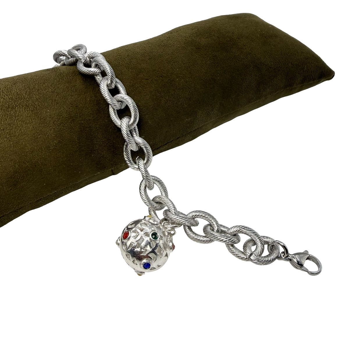 Bracciale maglia rolò rigata e Mina anni 60' in Argento925