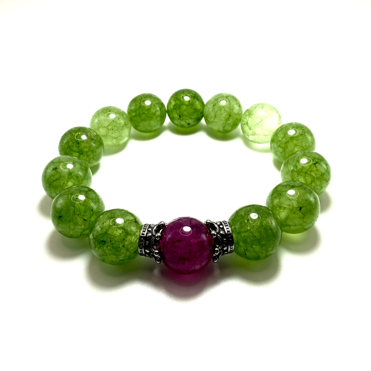 Bracciale Agata Verde, Viola e Corone