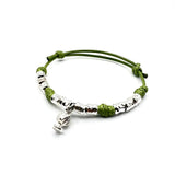 Bracciale cordino e Pumino Argento925 Verde Acido