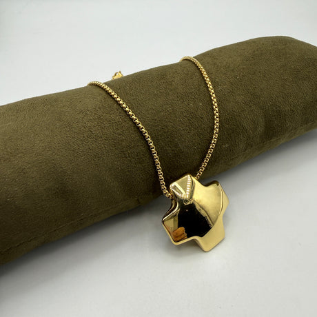 Collana Croce bombata acciaio inossidabile gold