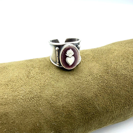 Anello Cammeo Cuore Sacro Argento925 Bordeaux