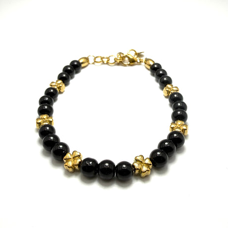 Bracciale pietre e pepite Quadrifoglio in Acciaio inossidabile