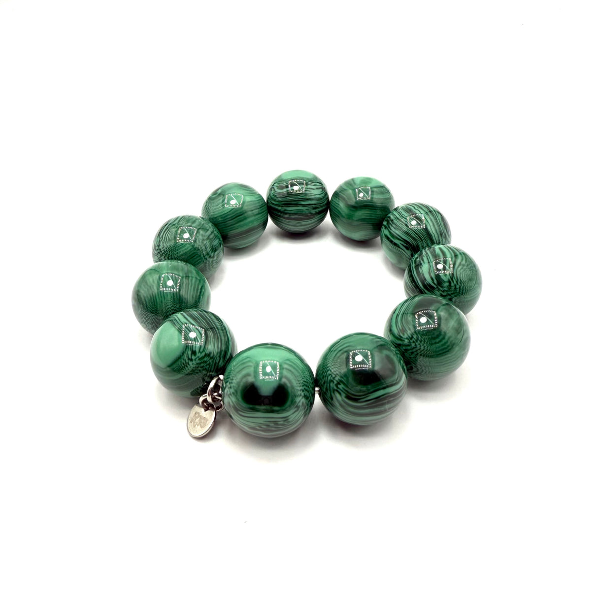 Bracciale sfere in Resina Occhio di Tigre Verde