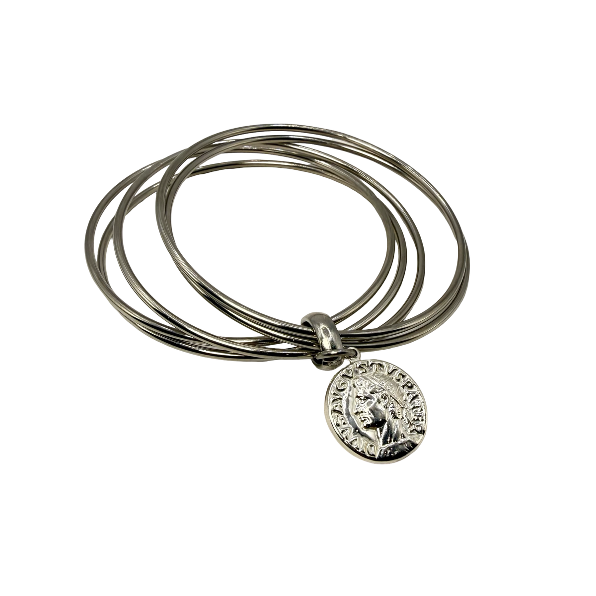 Bracciale rigido 5 fili con moneta Argento925