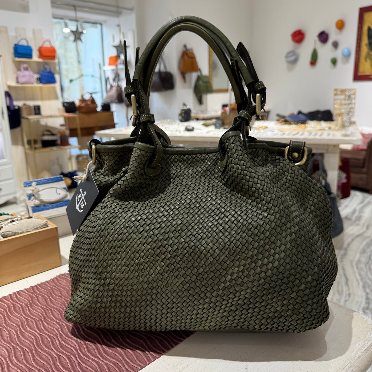 Borsa Rachele pelle Verde Militare