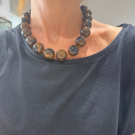 Collana sfere in Resina Occhio di Tigre 2
