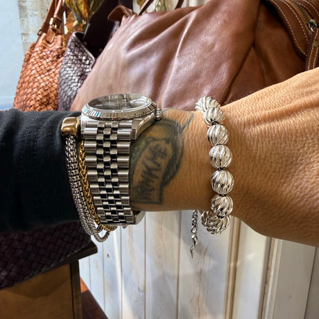 Bracciale Sfere ritorte big Argento925 Corno