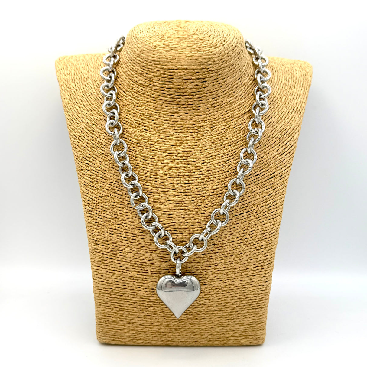 Collana Rolò Cuore Acciaio inossidabile