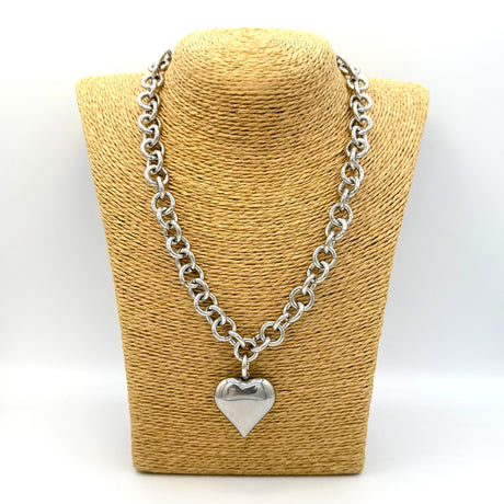 Collana Rolò Cuore Acciaio inossidabile