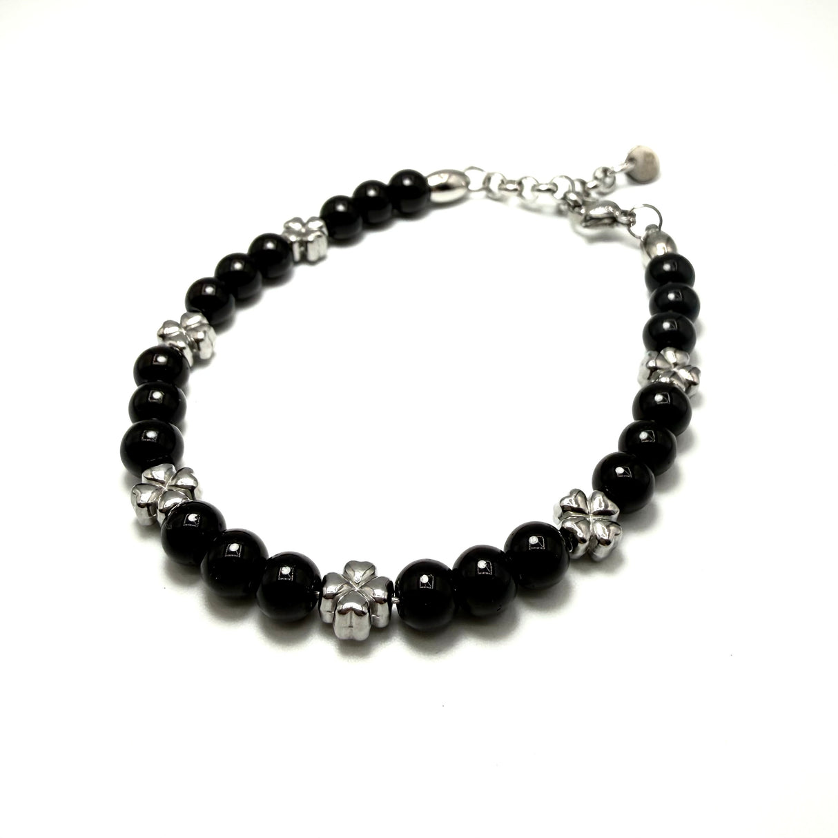 Bracciale pietre e pepite Quadrifoglio in Acciaio inossidabile