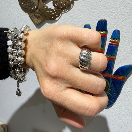 Anello Fascia lucida Croissant Argento925