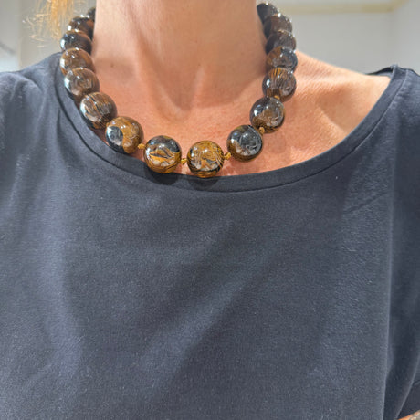 Collana sfere in Resina Occhio di Tigre 2