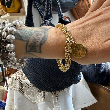 Bracciale Bizantina con Moneta Dorato