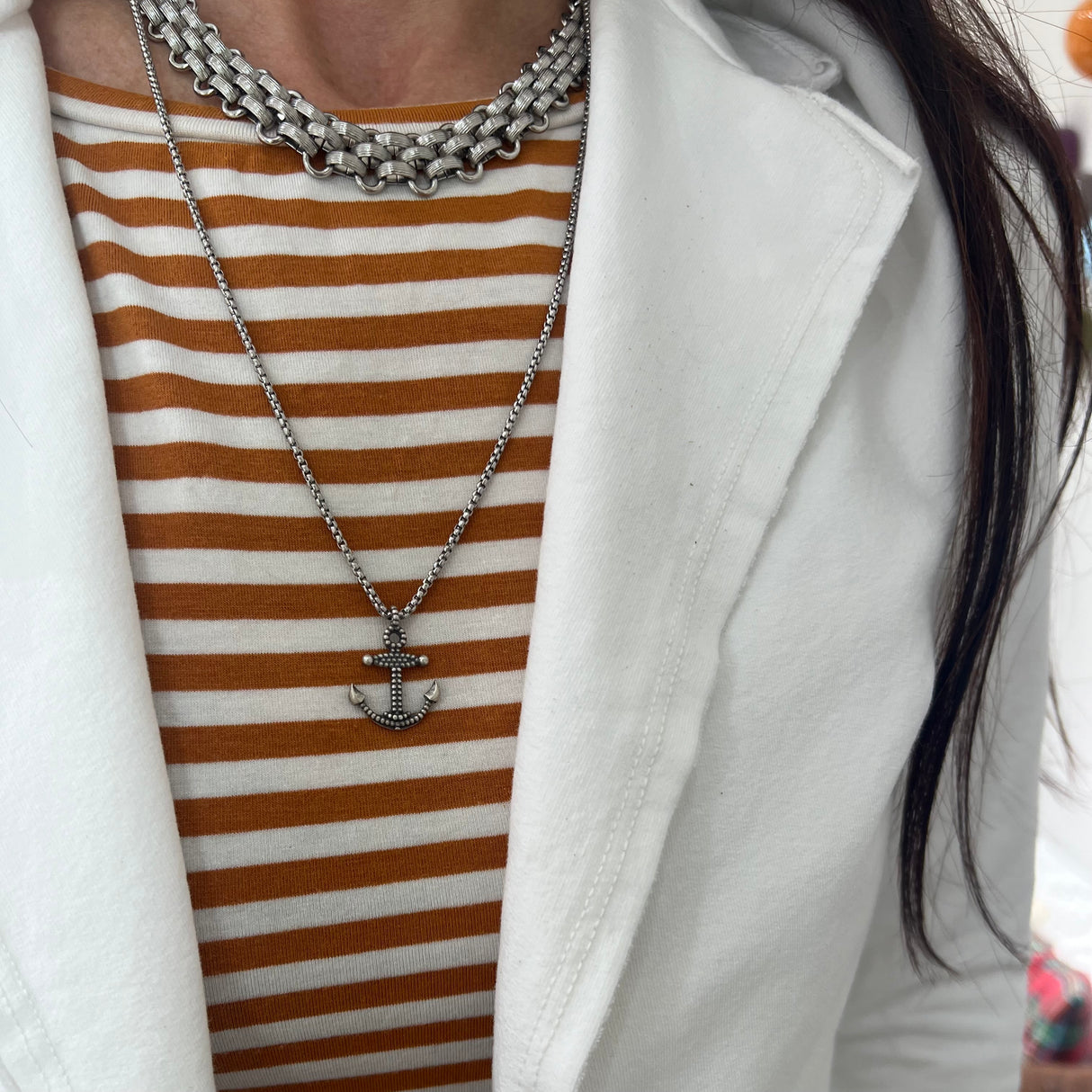 Collana Ancora puntinata Argento925