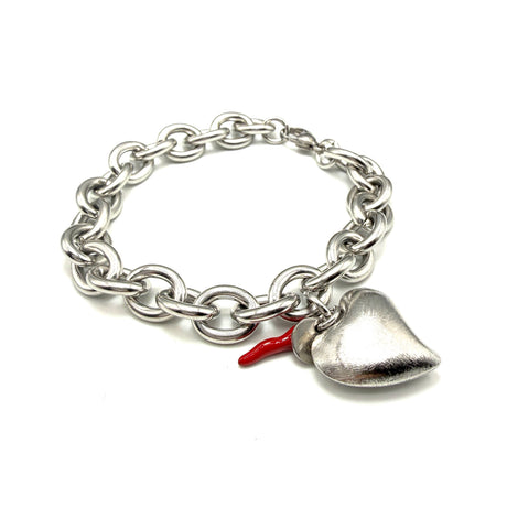 Bracciale Cuore Satinato Silver Acciaio Inossidabile