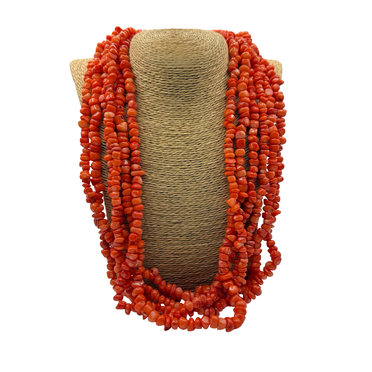 Collana Multifili Corallo Bamboo Rosso chiaro