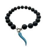 Collana Resina Grigio Fumo e Corno Pasta di Turchese