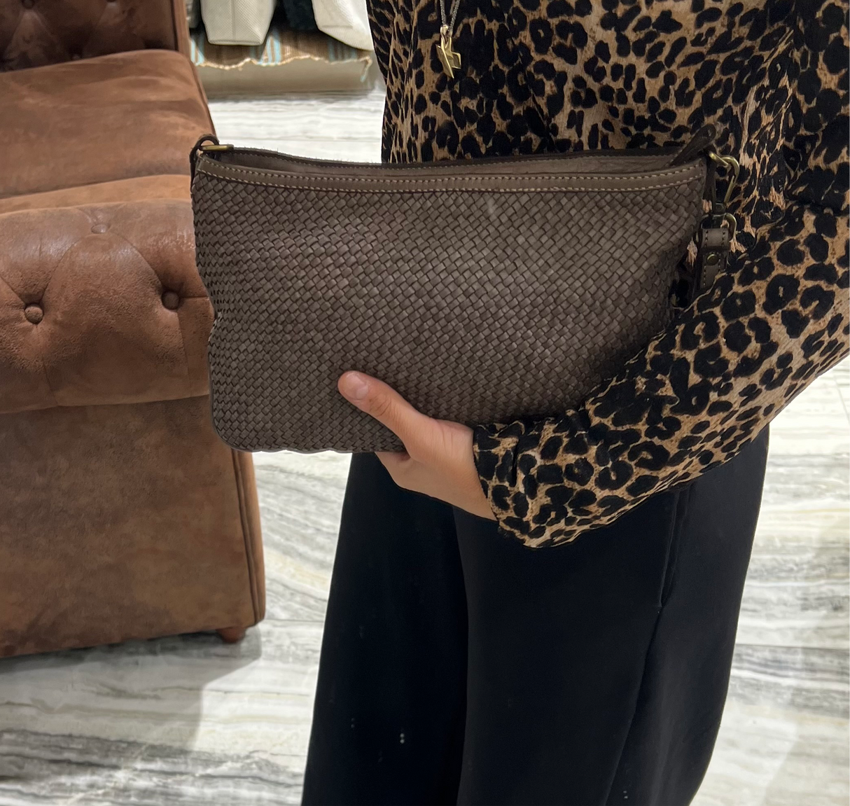 Pochette Intreccio Taupe