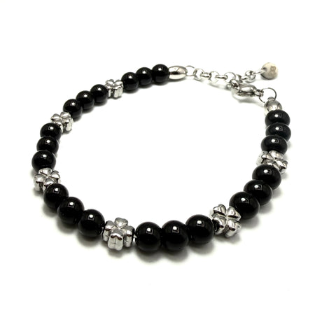 Bracciale pietre e pepite Quadrifoglio in Acciaio inossidabile