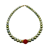Collana Perle Green e Corone in acciaio inossidabile