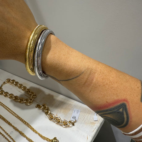 Coppia Bracciali Tubogas acciaio Silver e Dorato