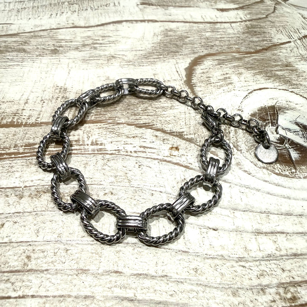 Bracciale rolò torcioni alternati acciaio inossidabile