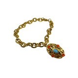 Bracciale 6 fili Lanterna Ovale Turchese e Corniola