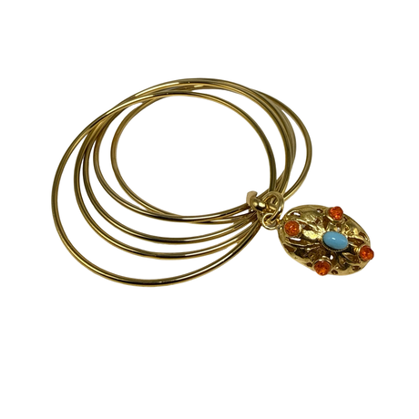 Bracciale 6 fili Lanterna Ovale Turchese e Corniola