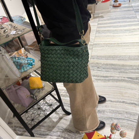 Borsa Mirtilla Small intrecciata Verde Foresta