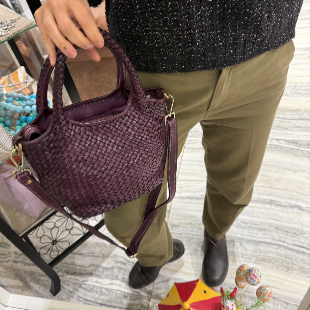 Borsa cestino Hermione small Borgogna