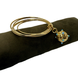 Bracciale 5 fili mina anni 60' dorato e turchesi