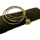 Bracciale 5 fili mina anni 60' dorato e turchesi