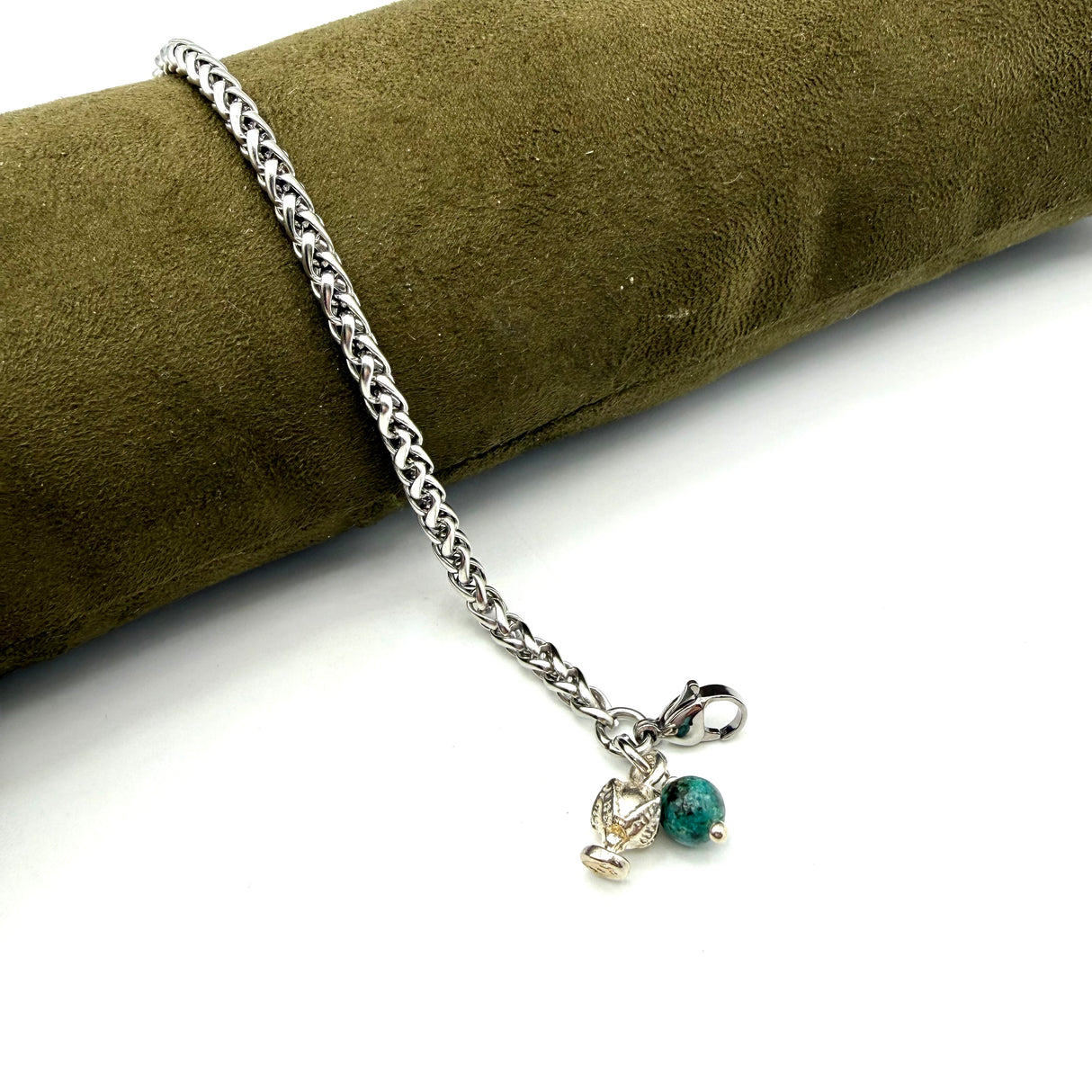 Bracciale Spiga Pumino Argento925 e Giada Verde