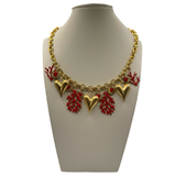Collana Cuori e Rami di Corallo acciaio inossidabile