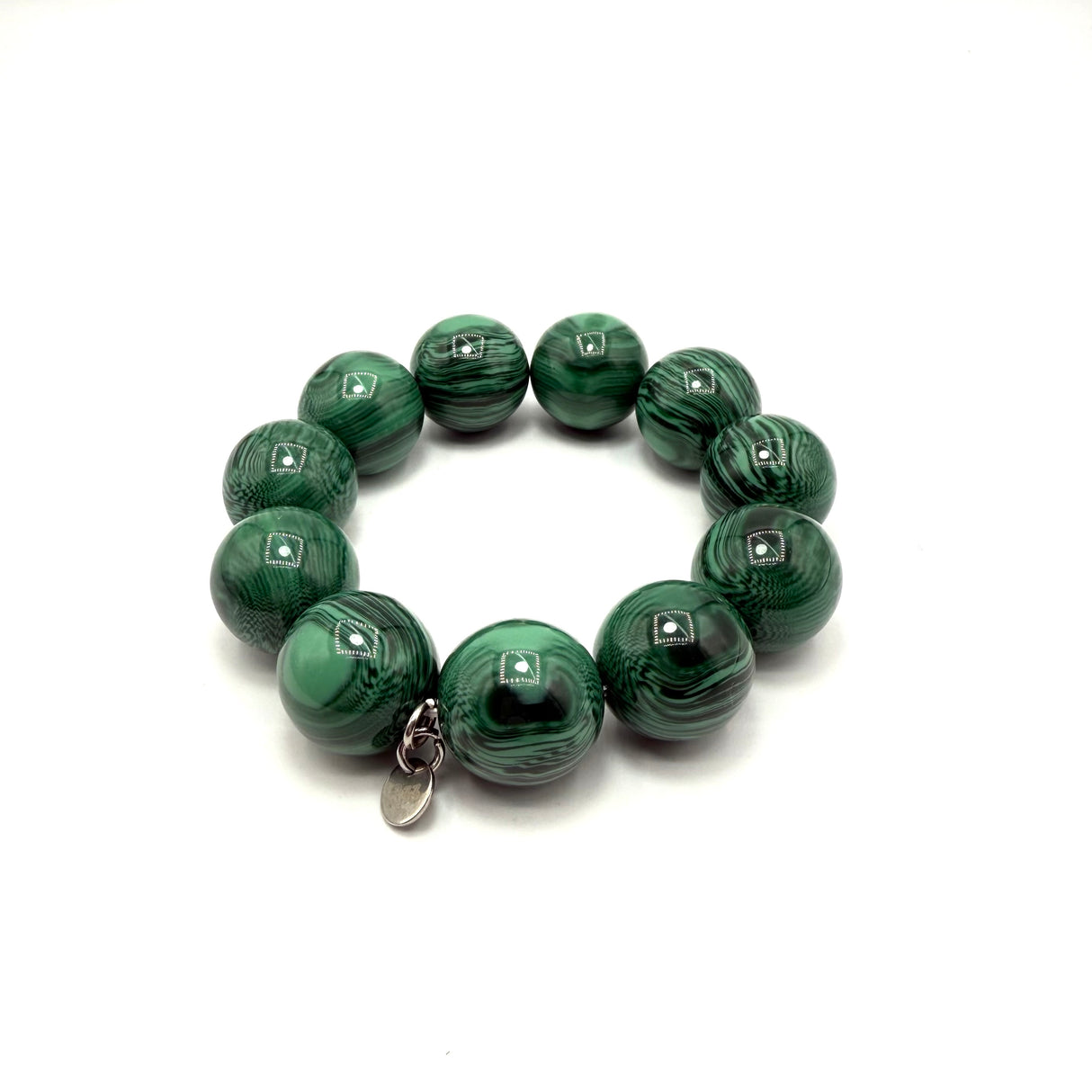 Bracciale sfere in Resina Occhio di Tigre Verde