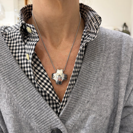 Collana Croce bombata acciaio inossidabile