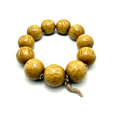 Bracciale resina Occhio di Tigre con charms Corno Dorato