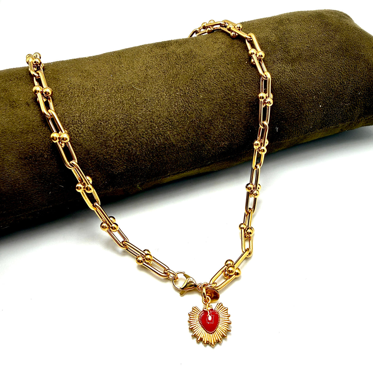 Collana maglia Staffa Gold e cuore sacro