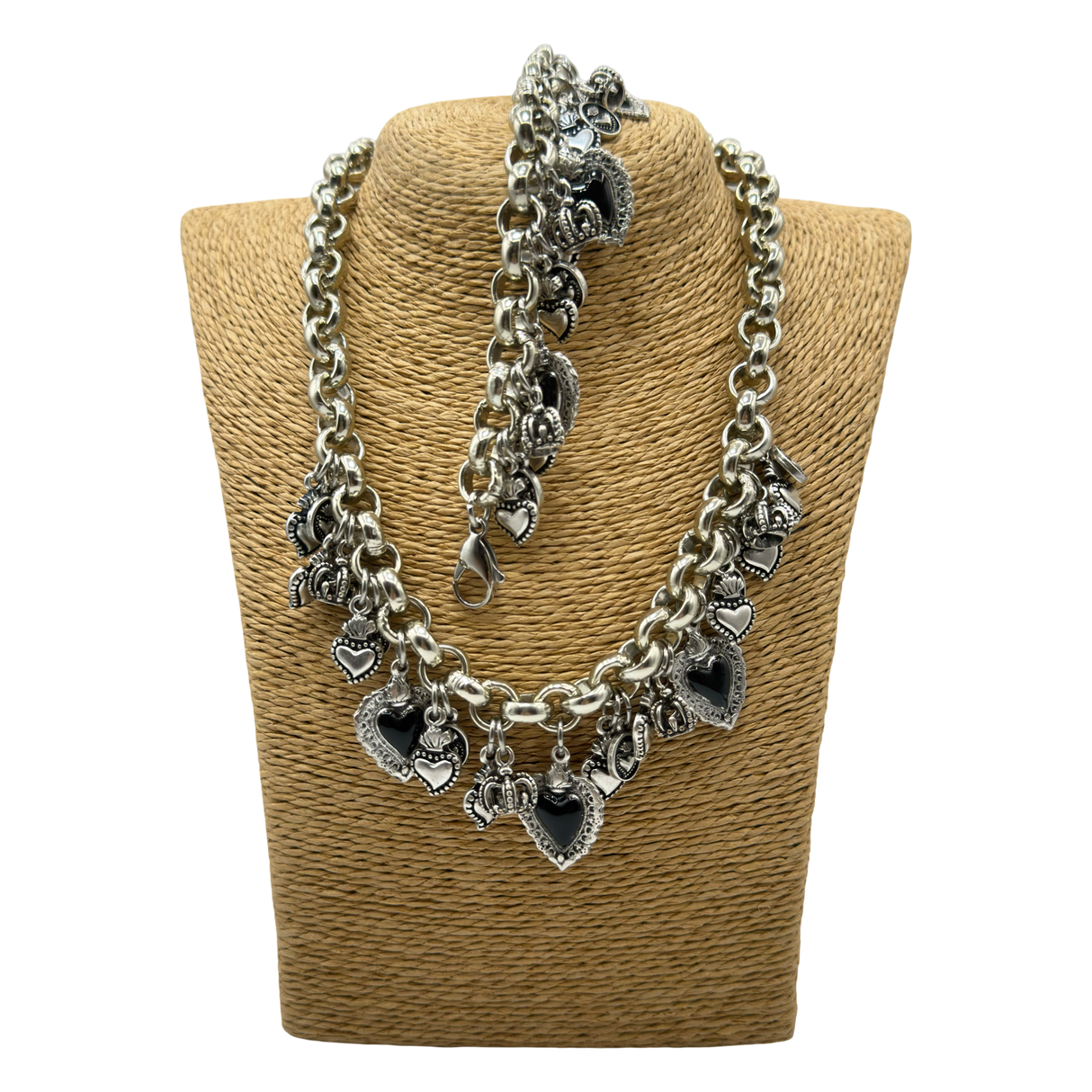 Collana e bracciale Lucky cuore sacro BLACK DUO