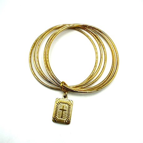 Bracciale rigido 6 fili con medaglia Croce